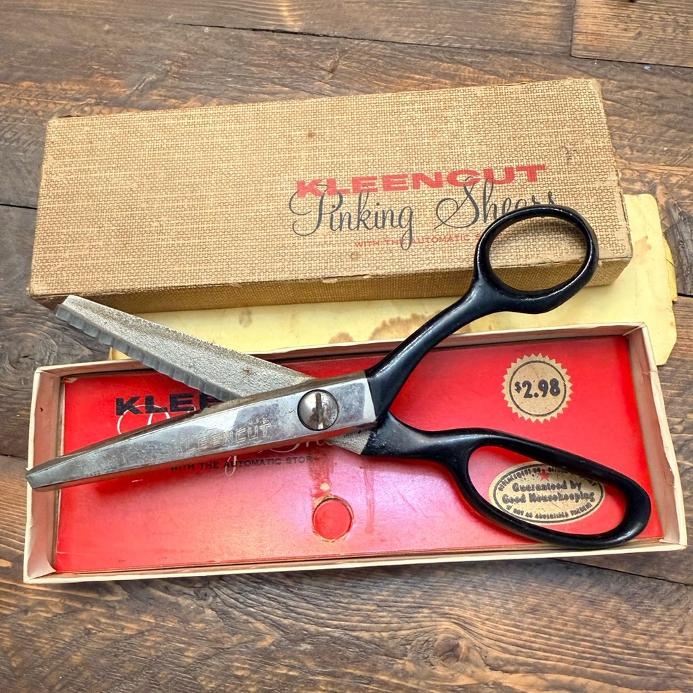 Vintage Deluxe Kleencut Pinking Shears Scissors No. 180 Original Box 7.5" Long - Picture 2 of 12